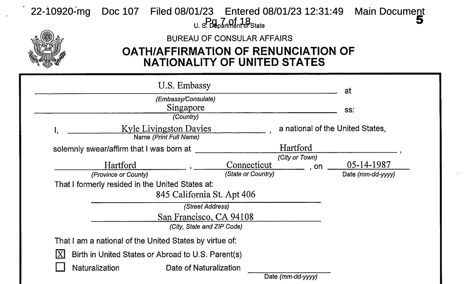 3AC co-founder rejects jurisdiction of bankruptcy court, claiming he renounced US citizenship